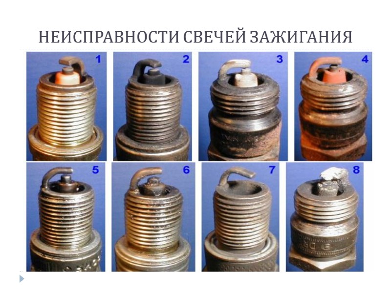 НЕИСПРАВНОСТИ СВЕЧЕЙ ЗАЖИГАНИЯ